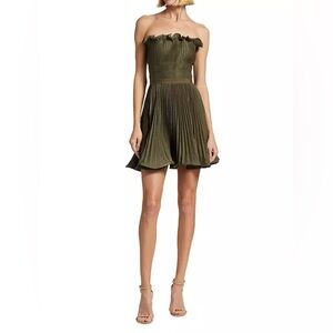 AMUR Olive Green Strapless Mini Dress